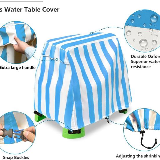 Water Table Cover with Adjustable Drawstring Waterproof UV-Resistant Easy Installation Outdoor Water Table Protective Cover