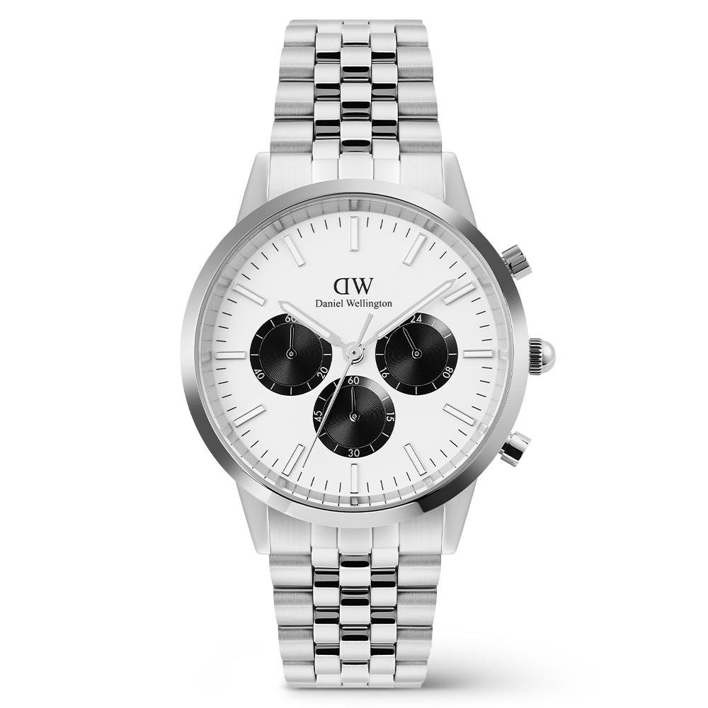 Danielwellingteon Iconic Chronograph Link Off-White Panda Quartz Men'S Metal Watch