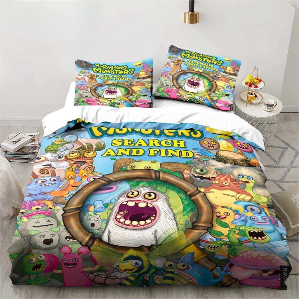 3D Print My Game Singing Monsters Bedding Sets Comforter Quilt Bed Cover Duvet Cover Pillow Case 2-3 Pieces Sets Kids Adult Size