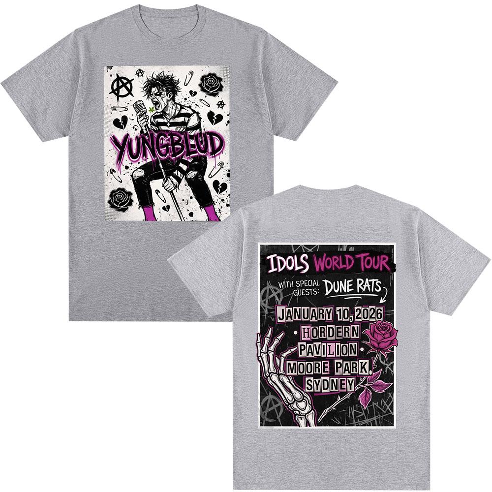 Singer Yungblud IDOLS World Tour 2026 Tshirts Mens Clothing Fashion Hip Hop Short Sleeves Tshirt Cotton Summer T Shirt Tops