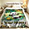Panda Theme Custom Blanket Personalized Name & Text Customized Soft Warm Throw Blanket Home Decor