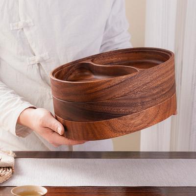 Тарелка для закусок из цельного дерева из акации HeMu, фруктовая тарелка из цельного дерева, салатница, многоячеистая тарелка для закусок в китайском стиле