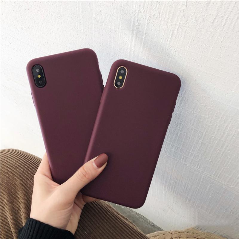 Матовый чехол винного цвета для iPhone XS Max XR X 11 12 Pro Max 8 7 6S 6 Plus SE 2020, силиконовый, однотонный, мягкий ТПУ, задняя крышка