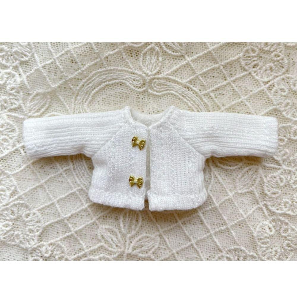 Handmade Printed Dresses Fashion White Cardigan Doll Clothes Skirt  1/11 OB11 Dolls/1/12 BJD