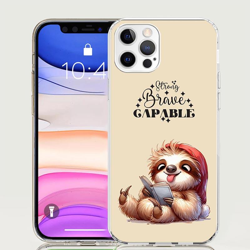 Animal Cute Cartoon Sloth Coffee Phone Case For iPhone 18 17 Air 16 15 Plus 11 14 Pro Max 13 Mini 12 7 8 + SE Pattern Art Customize
