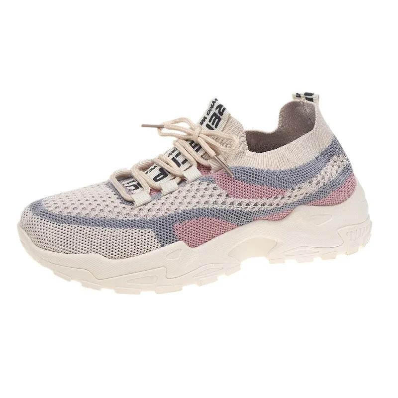 Мода 2024 года. Женская обувь на шнуровке. Женская вулканизированная обувь. Осенние разноцветные дышащие сетчатые повседневные спортивные удобные кроссовки для ходьбы.