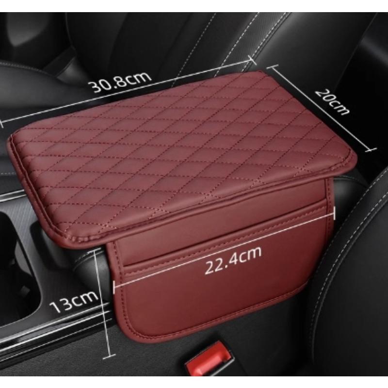 1 шт. Универсальный кожаный чехол на подлокотник автомобиля - Мягкий, прочный, 2 кармана для хранения, высококачественный аксессуар для интерьера большинства автомобилей.