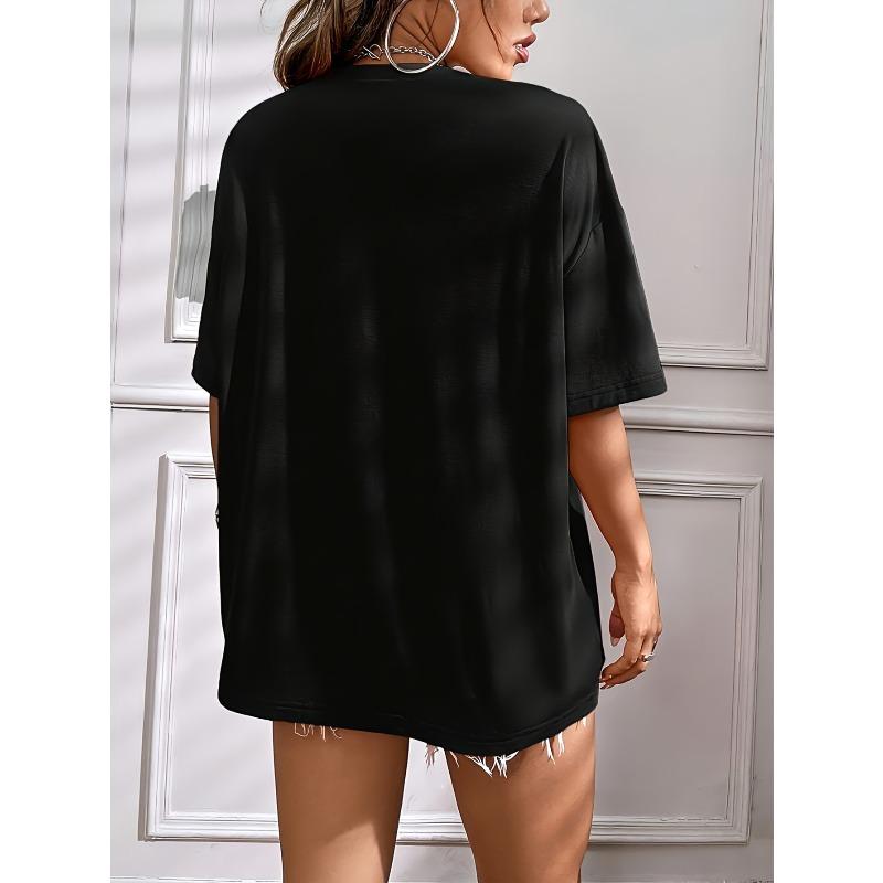 White T Shirt Disco Queen Pink Disco Ball Print Casual Summer Wear