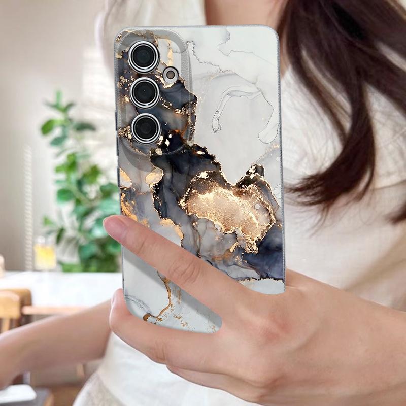 Ретро Чехол с Мраморным Рисунком для Samsung S26 Ultra S25 A18 S24 S23 S22 S21 FE A15 A16 A17 A35 A36 A37 A54 A55 A56 A57 Силиконовый Чехол с Текстурой Кожи
