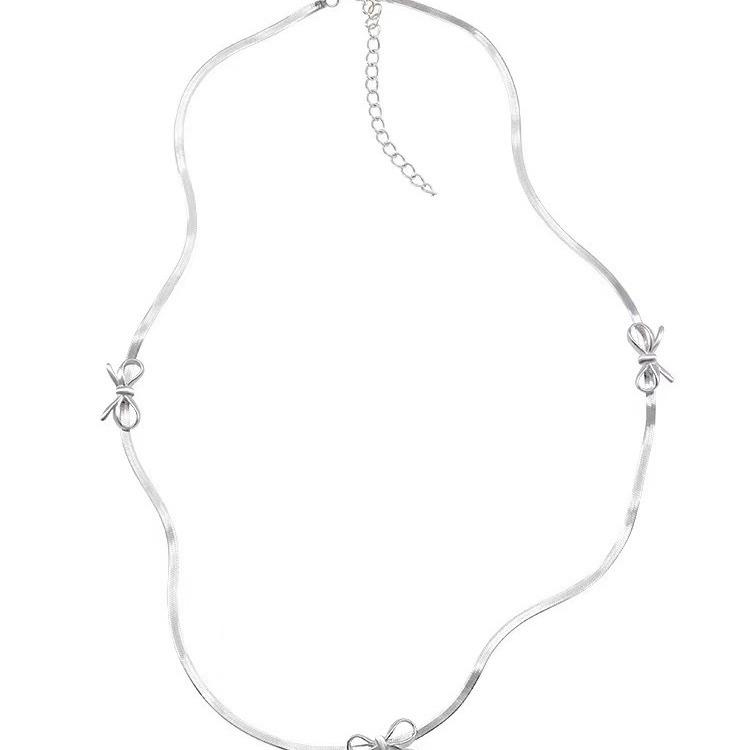 Серебряный бант из змеиной кости, женское легкое роскошное нишевое летнее премиальное ожерелье с ключичной цепочкой, браслет на холодный ветер