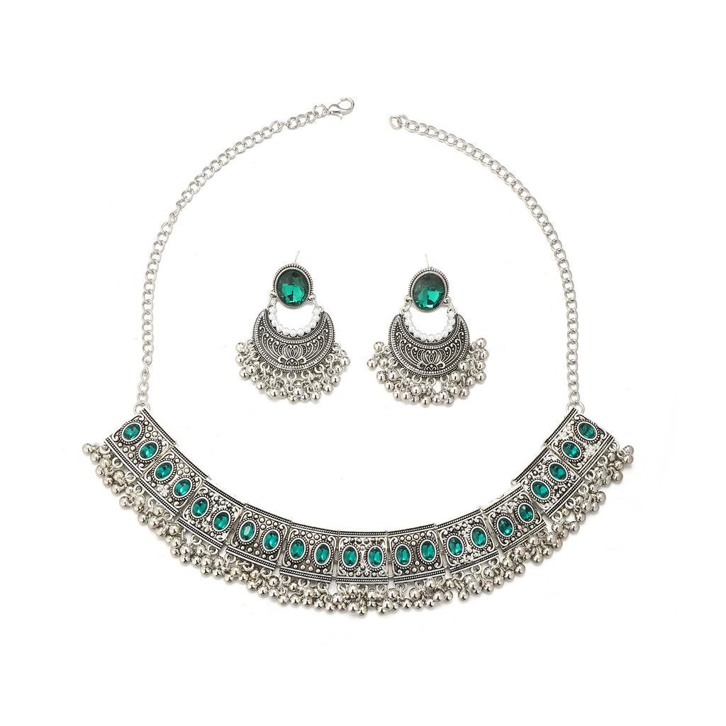 European and American new fashion accessories, bohemian ethnic style neck chain earrings, retro temperament necklace set