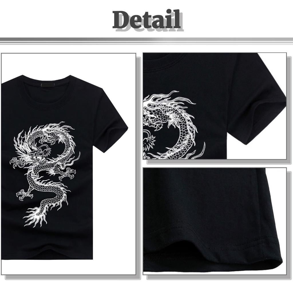 BUZZxSELECTION Short Sleeve with a Cool Dragon Japanese Print 03 Men's T-Shirt (BSTS024, Navy, XL)