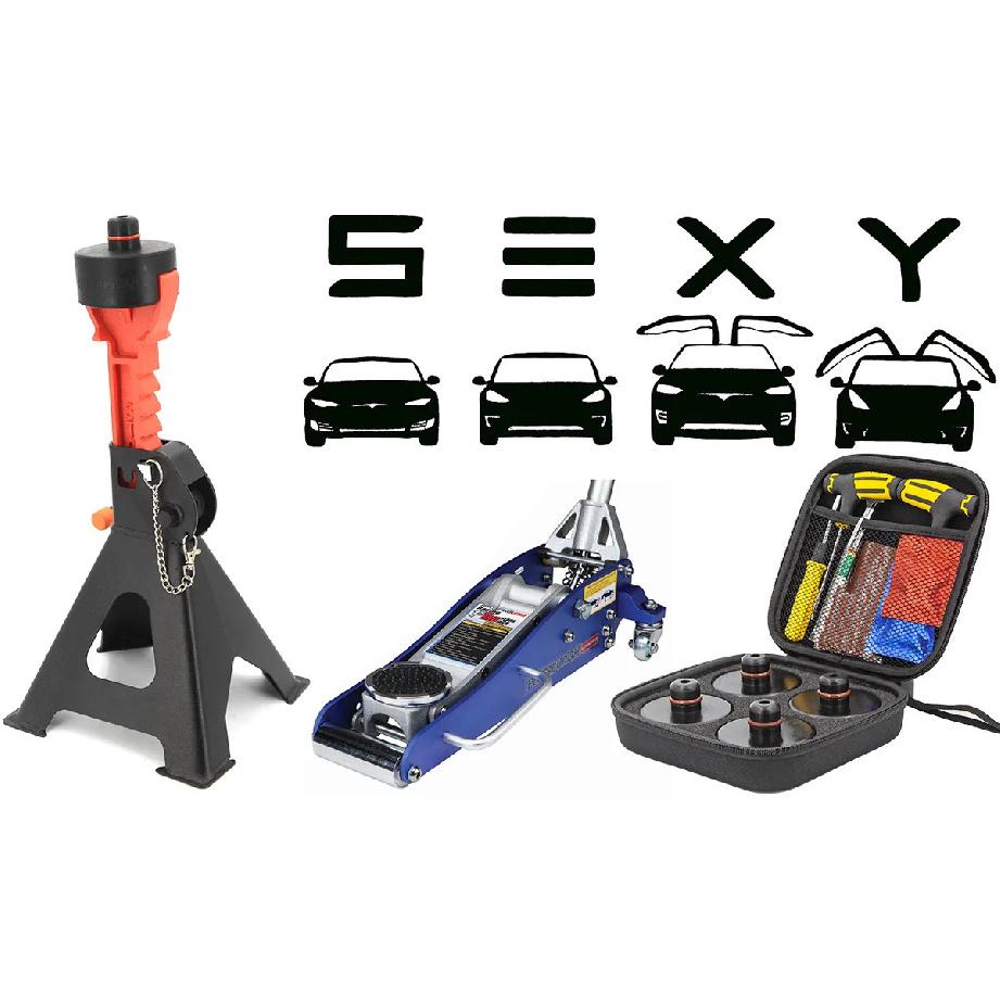 Rubber Lifting Jack Pad Axle Stand Adapter Pucks Tool Chassis For Tesla Model 3 S X Y Car Tire Repair Kit With Electric Pump