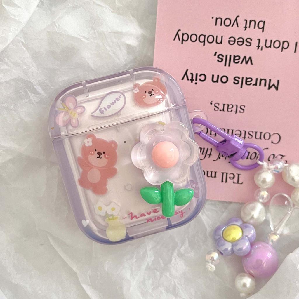 Релиф 3d цветок милый медведь бабочка Ins брелок мультфильм Imd чехол для наушников для Apple Airpod 1 2 Pro 3 2nd зарядное устройство Капа