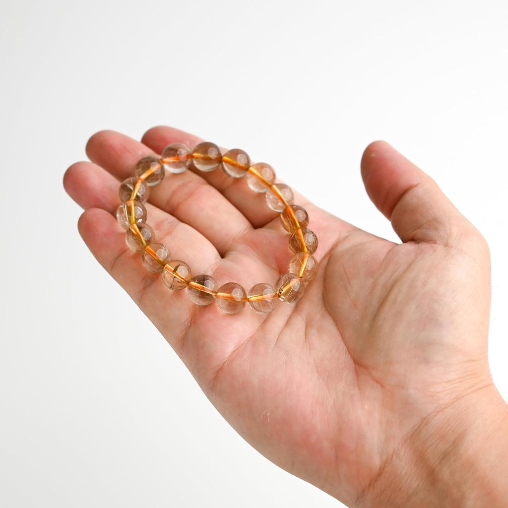 Эйгадо Рутиловый Кварц 11мм 17см Запястье Ограниченный Натуральная Сила Молитва Удача Фэн-шуй Браслет, Камень, Окружность, Единственный в своем роде, Издание,