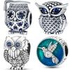 Copper Owl Bird Animal Series Charms Beads Fit Original Fine Bracelets Diy Jewelry Gifts Accessory