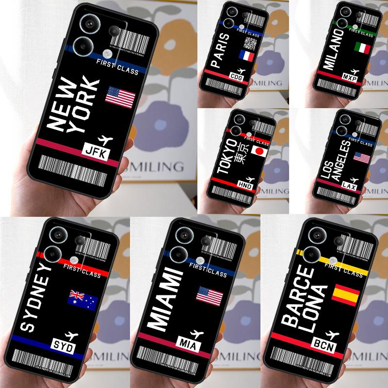 Boarding Pass Plane Ticket Case For Xiaomi Redmi Note 11 9 10 12 13 Pro Plus 9S 10S 11S 12S Redmi 12 10C 9C 13C Cover