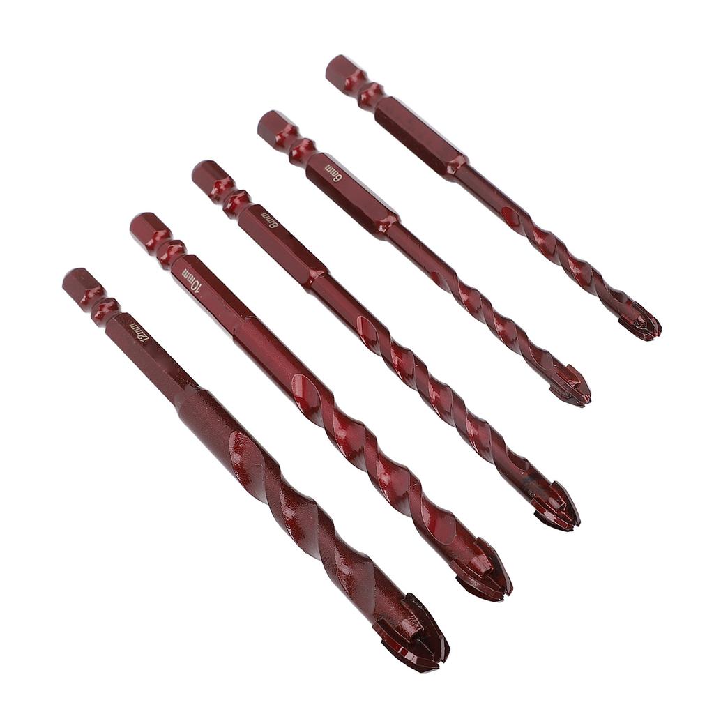 Набор из 5 сверл по камню с шестигранным хвостовиком 1/4 дюйма 5 6 8 10 12 мм Сверла из сплава вольфрамовой стали для