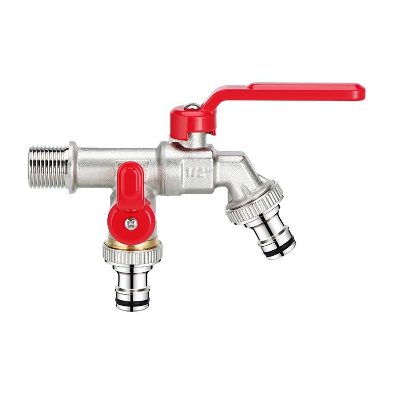 1PC Red handle 1/2 "" 3/4" "IBC Tank Metal Water Tap with S60 Coarse Thread 1-2 Way Adapter Ball Valve Garden Supplies Irrigati