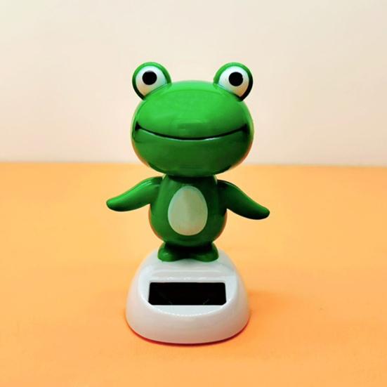 Solar Powered Shaking Head Ornament Dashboard Decoration Cartoon Animal Frog Window Car Dashboard Decor