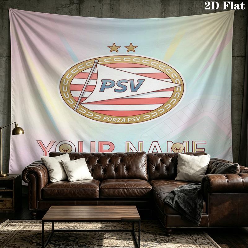 Custom Name PSV Eindhoven Printed Tapestry – Wall Hanging for Bedrooms, Dorms, and Home Decor
