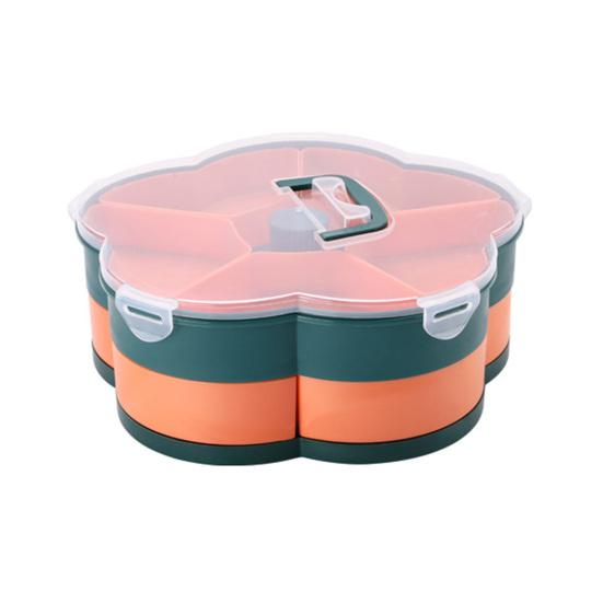 Вращающаяся тарелка для фруктов и закусок с крышкой, 5/10 отделений, пластиковый разделенный поднос для вечеринок, пикников, безопасный органайзер для детей и коробка для закусок