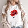 (Азиатский размер) T-shirt с графическим принтом леопардовых цветов для женщин, топ с круглым вырезом, модный принт, повседневные футболки с коротким рукавом
