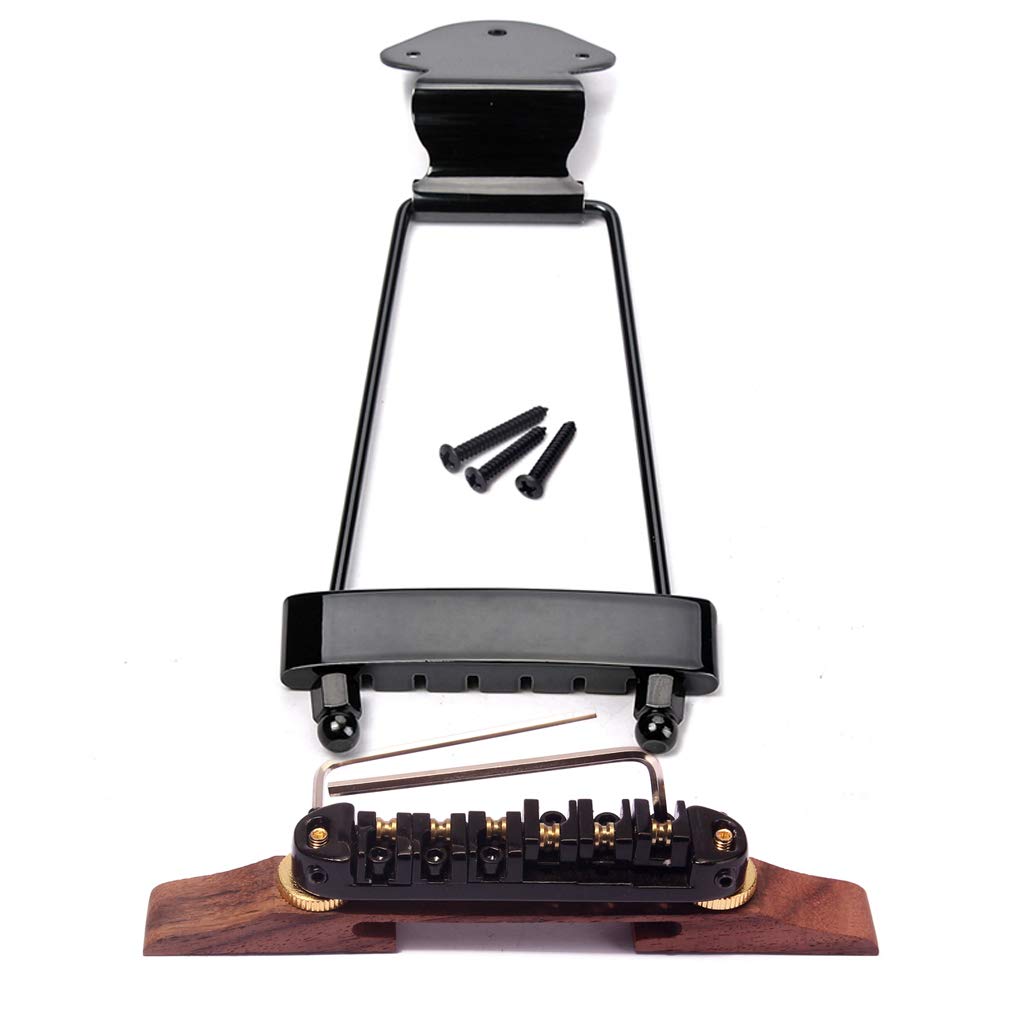 Ogdni 6-струнная гитара трапециевидный струнодержатель бридж и роликовый бридж для джазовой гитары Archtop черный Tune-o-matic замена,