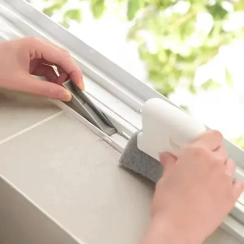 Window Cleaning Brush Windowsill Groove Deadend Cabinet Crevice Brush with Replace Head Household Multifunctional Cleaning Tools