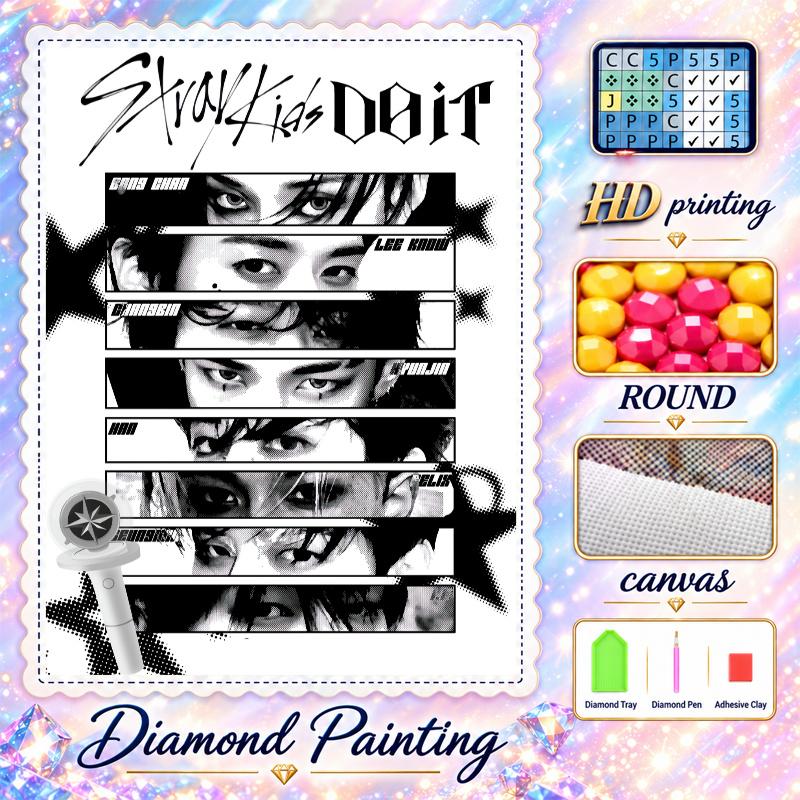 Stray Kids Diamond Painting Kit 5D Full Drill DIY Diamond Mosaic Wall Art Home Decor