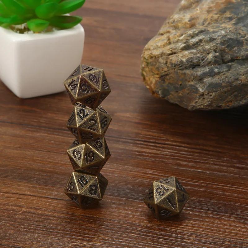 1 штука 20-гранный решатель Золотой/Бронзовый Металлический Забавный Кубик Стандартные Аксессуары для Настольной Игры
