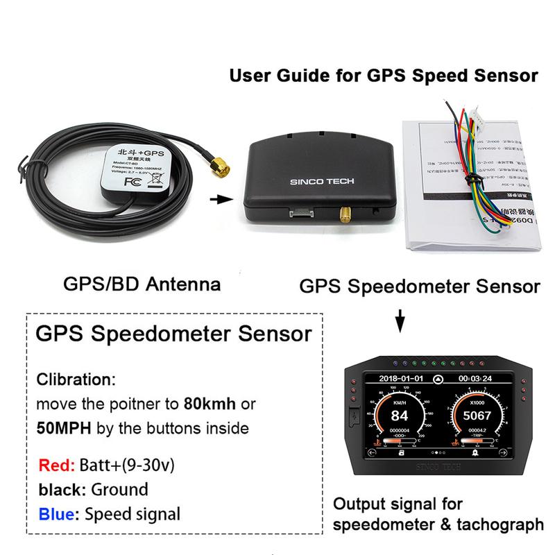 GPS Speedometer Sensor Kit for Speedometer Gauges Multi-Function Car Dashboard Dash Panels GPS/BD Antenna Kit