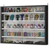 5-Tier Wall Display Shelf Unit Cabinet w/ 4 Adjustable Shelves Glass Doors Home Office Ornaments 60x80cm Black/White
