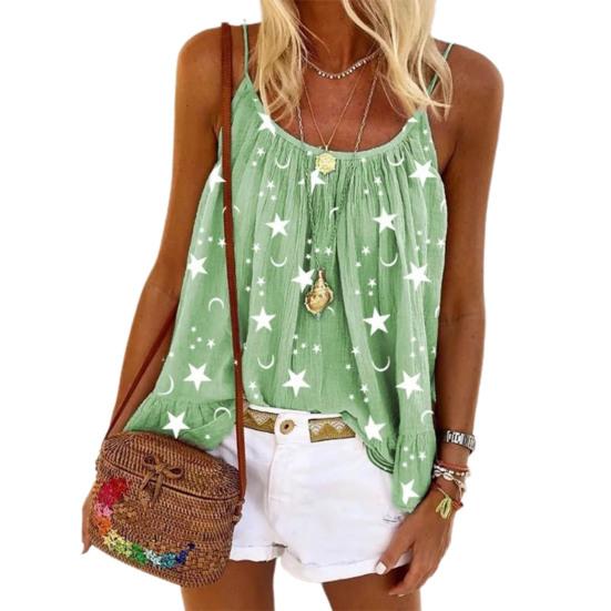 Блузка на тонких бретельках с принтом Star Moon, жилет без рукавов с U-образным вырезом, камзол