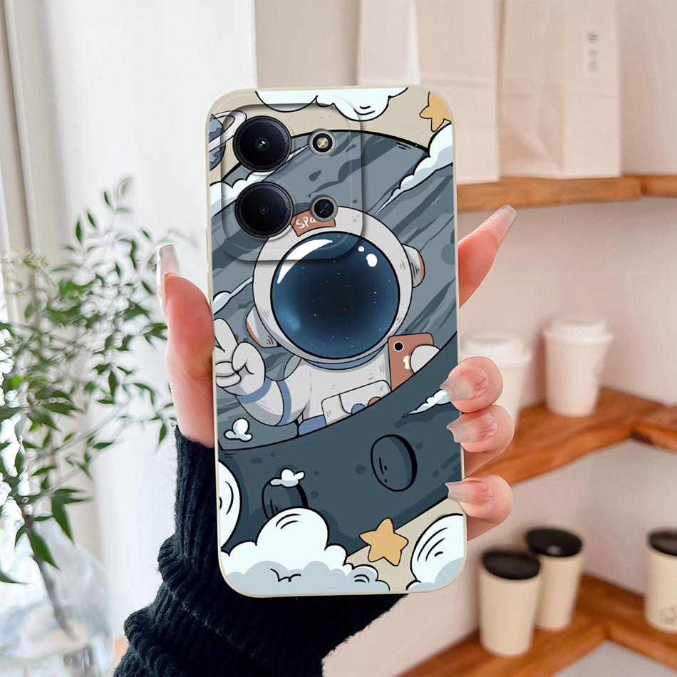 For Redmi 15C 4G 5G Phone Case Cute Astronaut Full Protection Bumper For Redmi15C Soft Liquid Silicone Shockproof Back Covers
