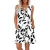 Women's Summer Dresses Loose Fit Printed V Neck Sleeveless Sundresses Beach Hawaiian Dress With Pockets