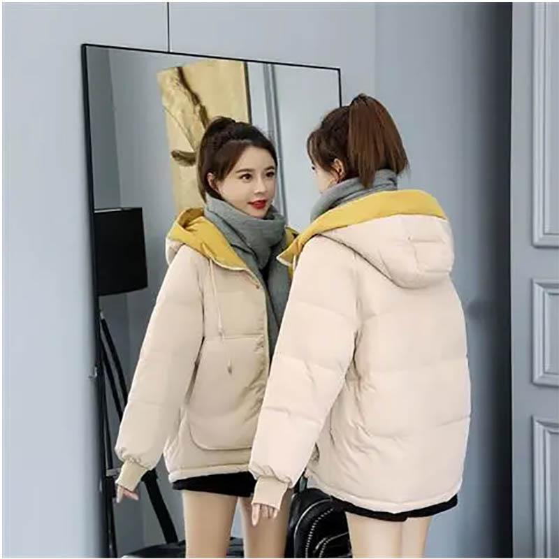 Women Down Padded Jacket Female Winter Student Korean Version Short Padded Jacket Loose Thick Jacket Parka Hooded Coat