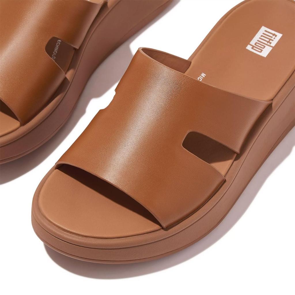 Сандалии КОЖАНЫЕ ШЛЕПАНЦЫ НА ПЛАТНОЙ ФОРМЕ Light Tan см [Fit Flop] F-MODE RAW-EDGE H-BAR женские 22.0