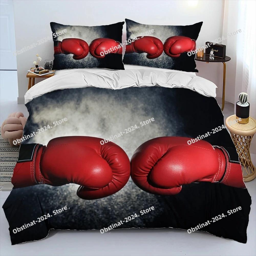 Boxing Gloves Boxer Fight Comforter Bedding Set Printed Duvet Cover Pillowcase Single Double Style Queen King Size Sets