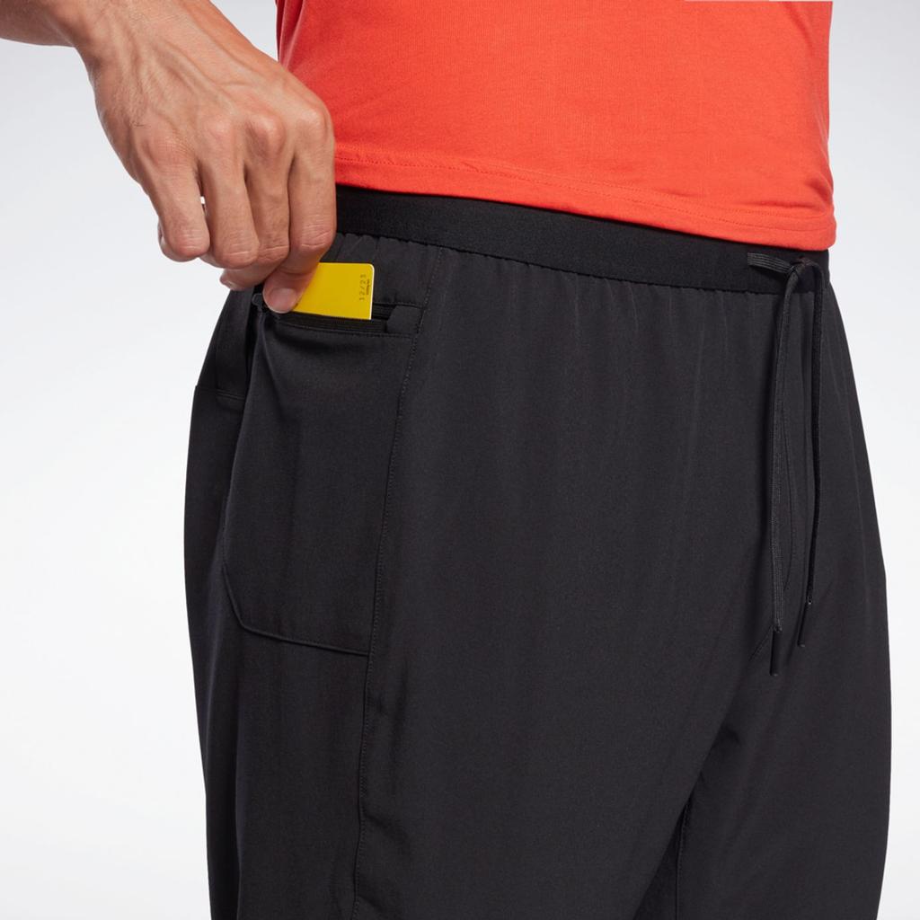 Reebok Штаны Cycled Series LM Track Pant, однотонные, облегающие, на шнурке, трикотажные, мужские, черные HD4147