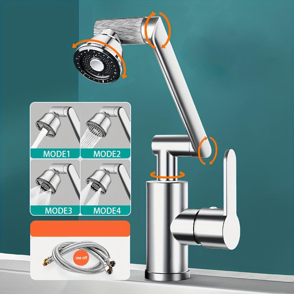 1 Piece Modern Matte Black Stainless Steel Faucet-1080 ° Rotating Dual-mode Jet Single Hole Mount for Bathroom and Kitchen Sinks