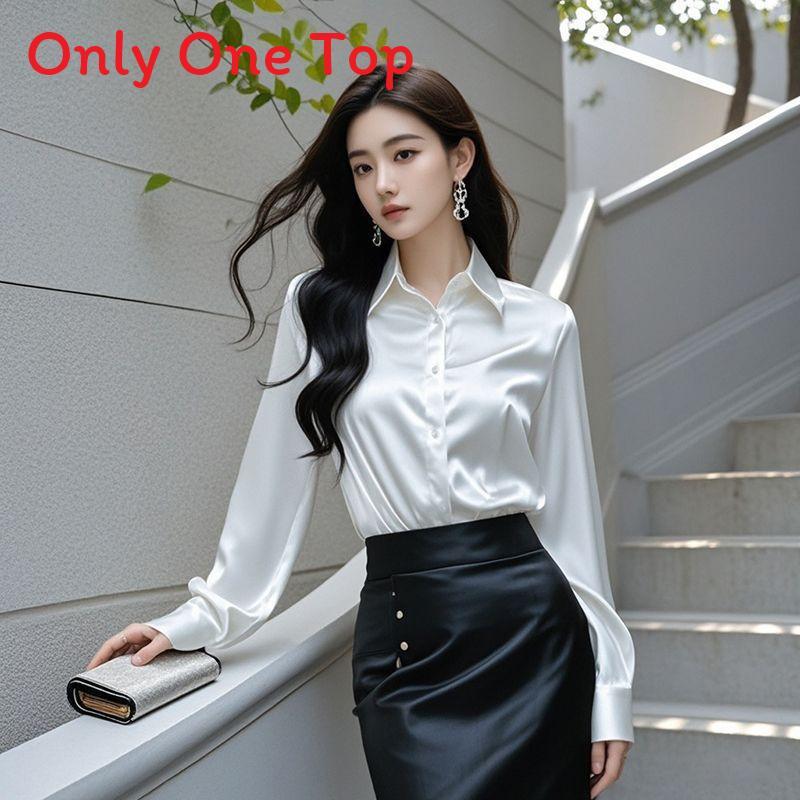 Womens Satin Purple Business Shirt With Long Sleeves For Office And Workwear