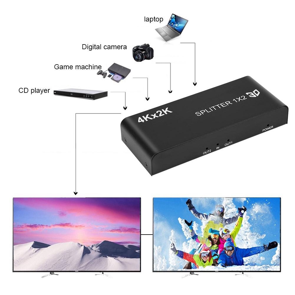 Металлический 4K HDMI Стандартный 1080P 60 Гц 3D Видео Коммутатор Разветвитель(1 вход 2 выхода )