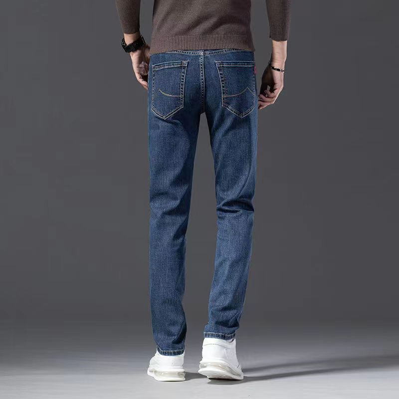 Джинсы мужские прямые брюки новые осенние и зимние универсальные модные брендовые мужские облегающие повседневные длинные брюки мужские