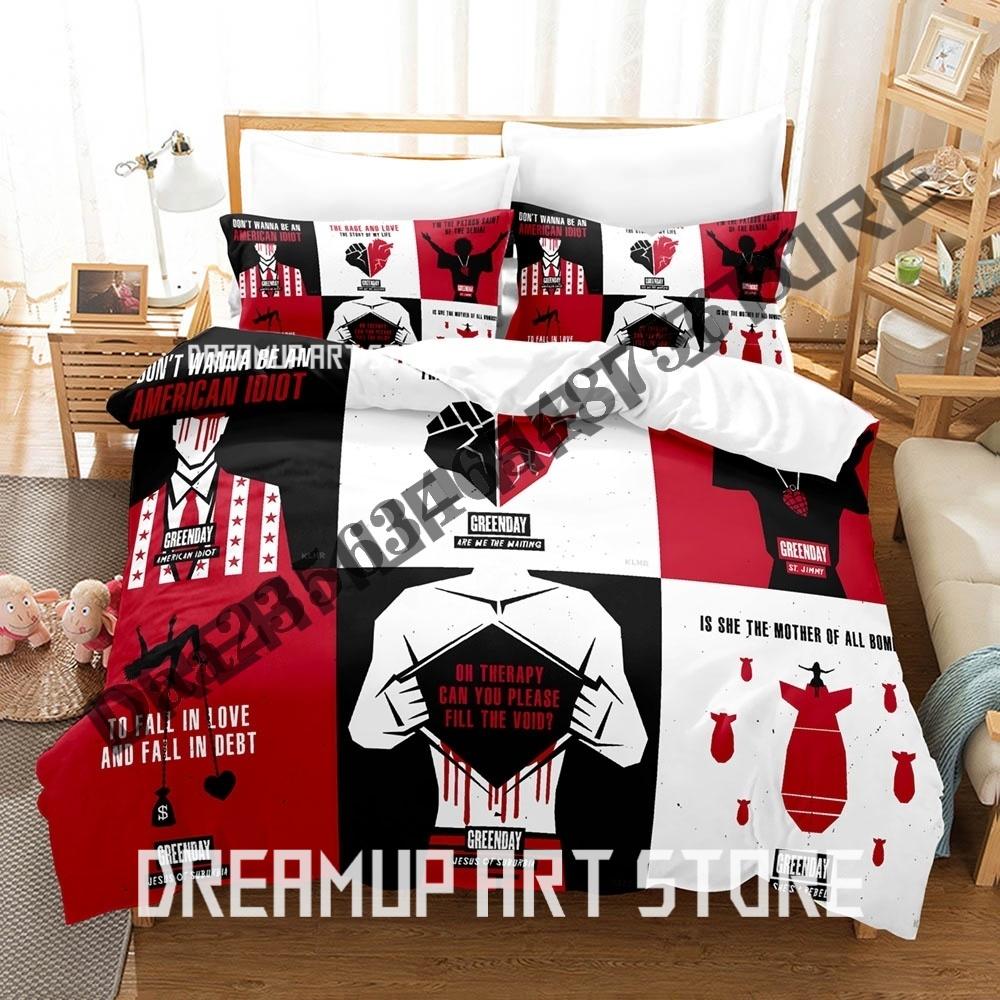 3D Печать Green Day AMERICAN IDIOT Комплект постельного белья Односпальный Twin Full Queen King Размер Комплект для кровати Взрослая спальня Комплекты с пододеяльником Аниме Постельное