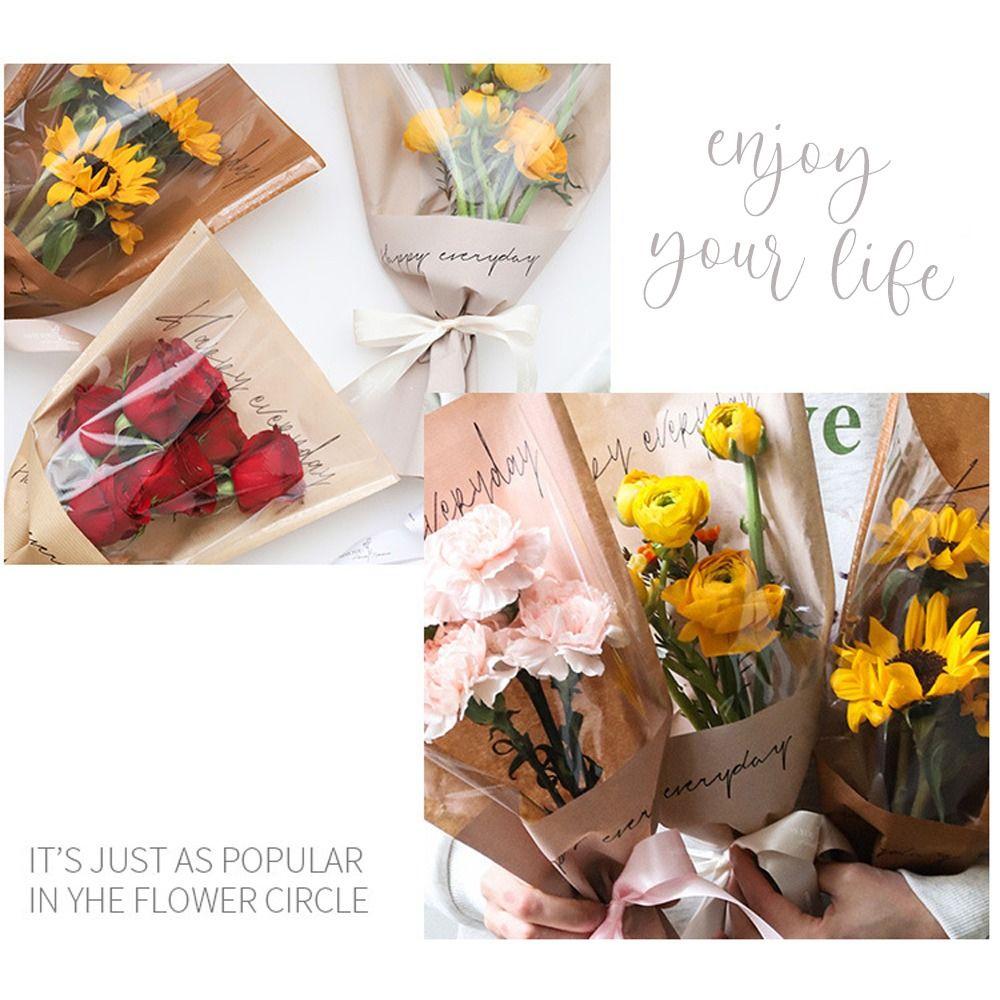 20/30PCS Transparent Rose Packing Sleeve Bag Wrapping Sleeve Flower Packaging Bag Valentine's Day