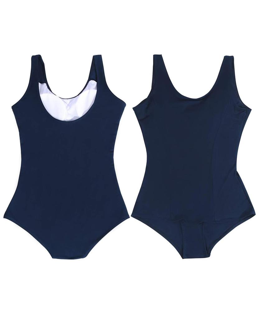 [NOKIJP] Женский взрослый школьный купальник, Купальник для косплея с перекрещенными бретелями, Слитный купальник (Темно-синий, Размер L)