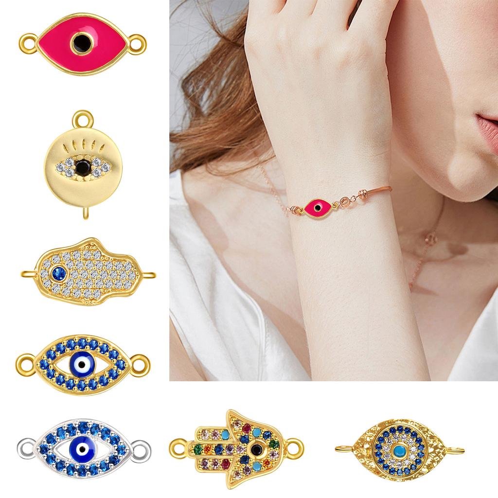 Подвеска-ожерелье и браслет с цирконием «Сглаз» для женщин, аксессуары для ювелирных изделий ручной работы, материалы для изготовления брелоков