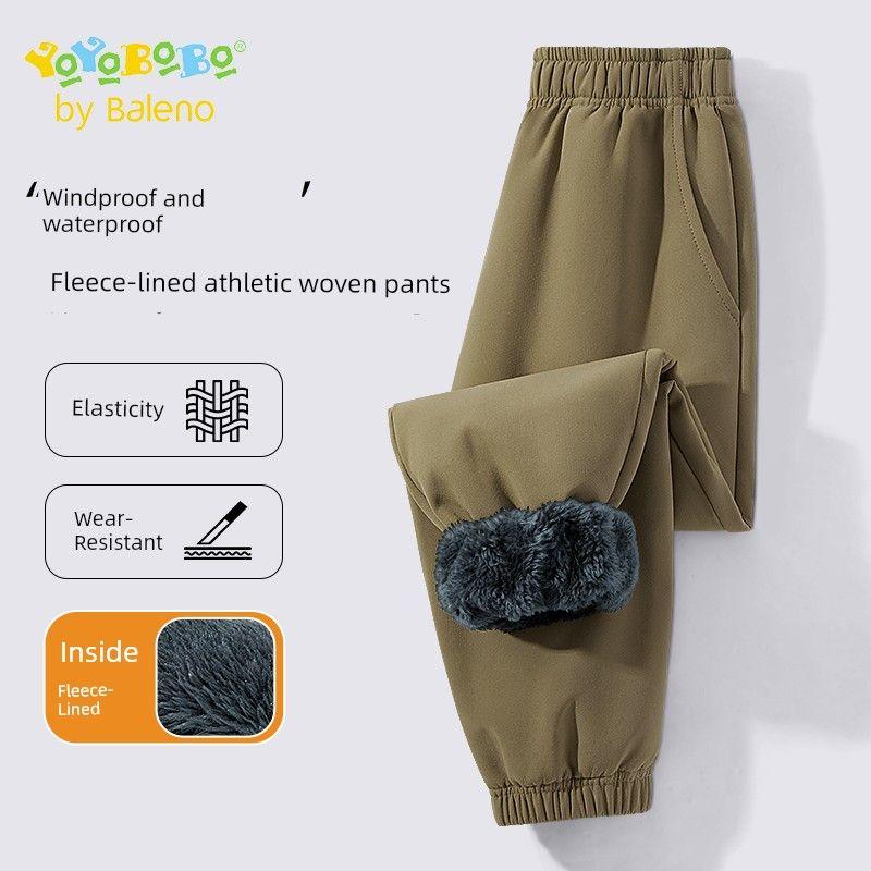 Baleno Kids Ybb Boys' Sports Pants Autumn and Winter Children's Casual Pants Outdoor Fleece-Lined Pants