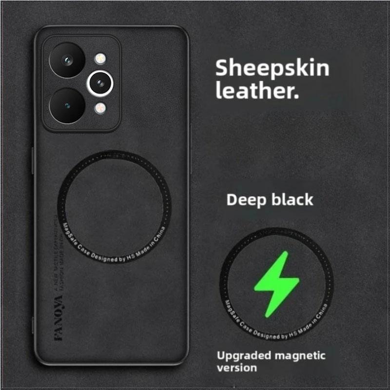 Для чехлов MagSafe Для Realme P4 Power Чехол из натуральной кожи овчины Ударопрочный чехол Для Realme p4 power Магнитная крышка для беспроводной зарядки